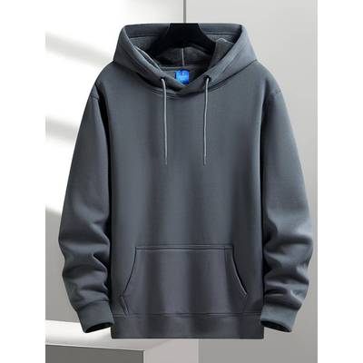 纯色潮牌连帽卫衣男休闲宽松春秋季新款重磅纯棉薄款长袖百搭外套