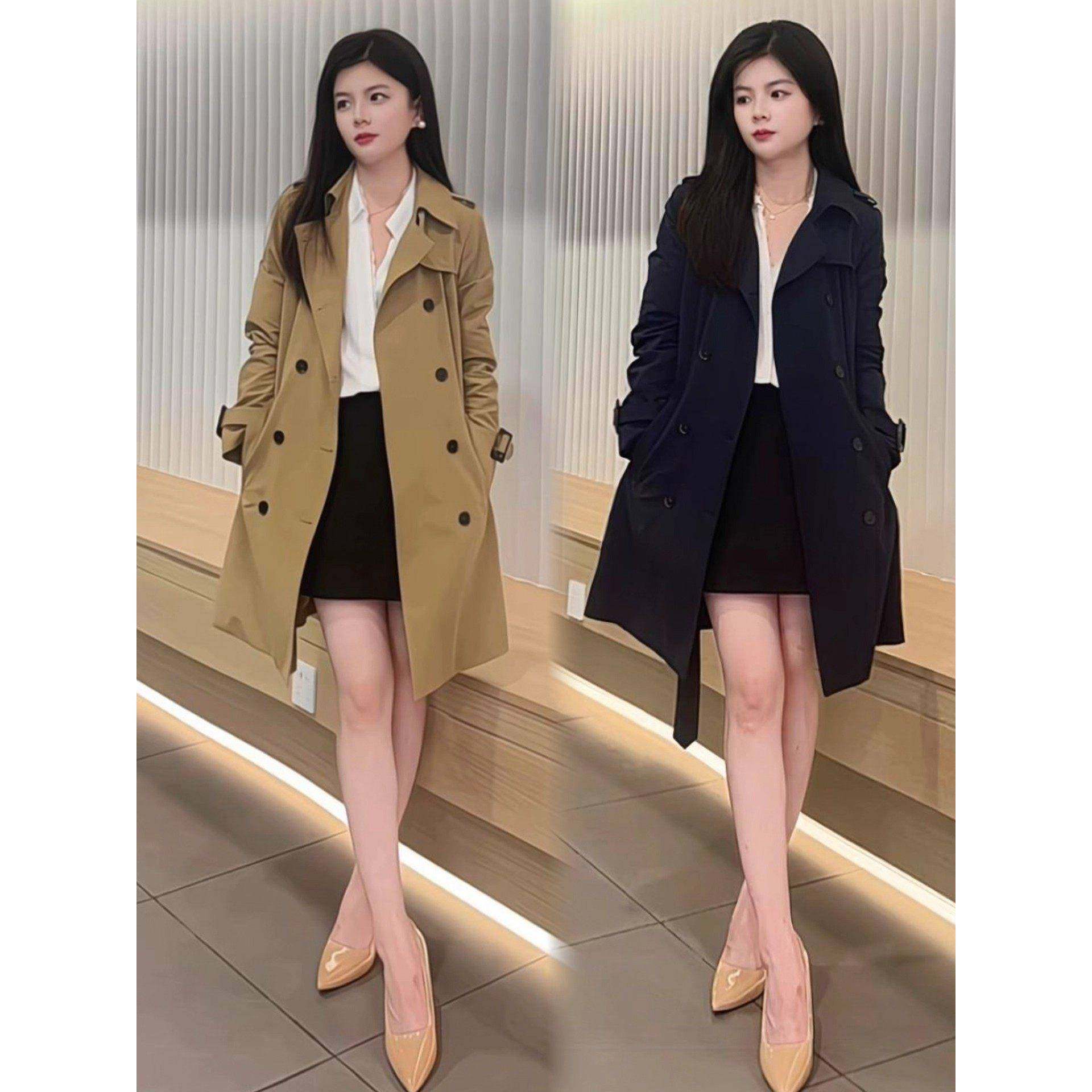 香港代购时尚英伦风衣女秋季新款宽松显瘦中长款外套休闲百搭上衣