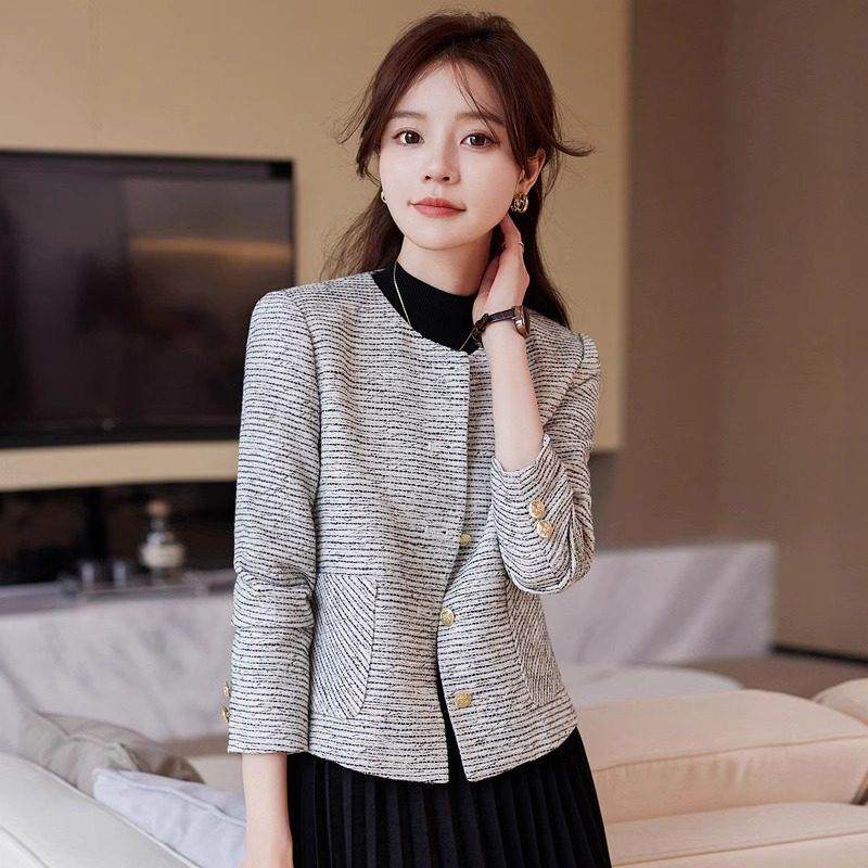 小香风时尚西装外套女2024春秋新款高级感小个子洋气百搭休闲上衣