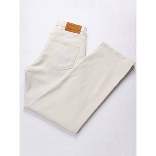 高端男款美式高街垂感米色牛仔裤男2025秋冬新款宽松直筒阔腿裤子