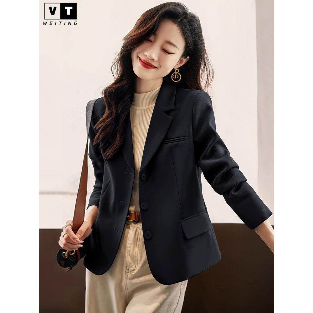 WEI TING黑色爆款西装外套女春秋季2024新款高级感修身小西服正装