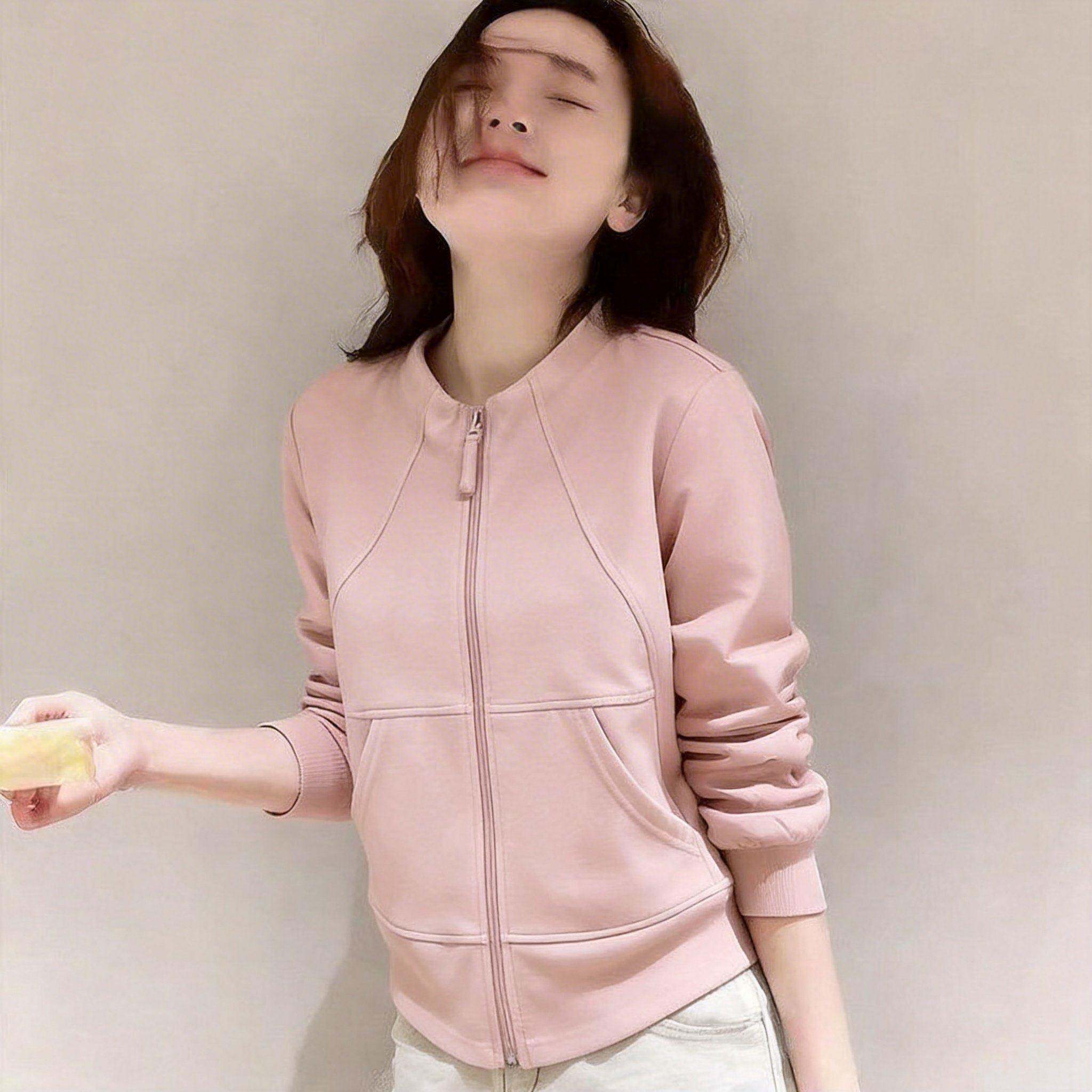 韩国设计感粉色卫衣开衫女春秋新年超好看气质通勤薄款夹克外套潮