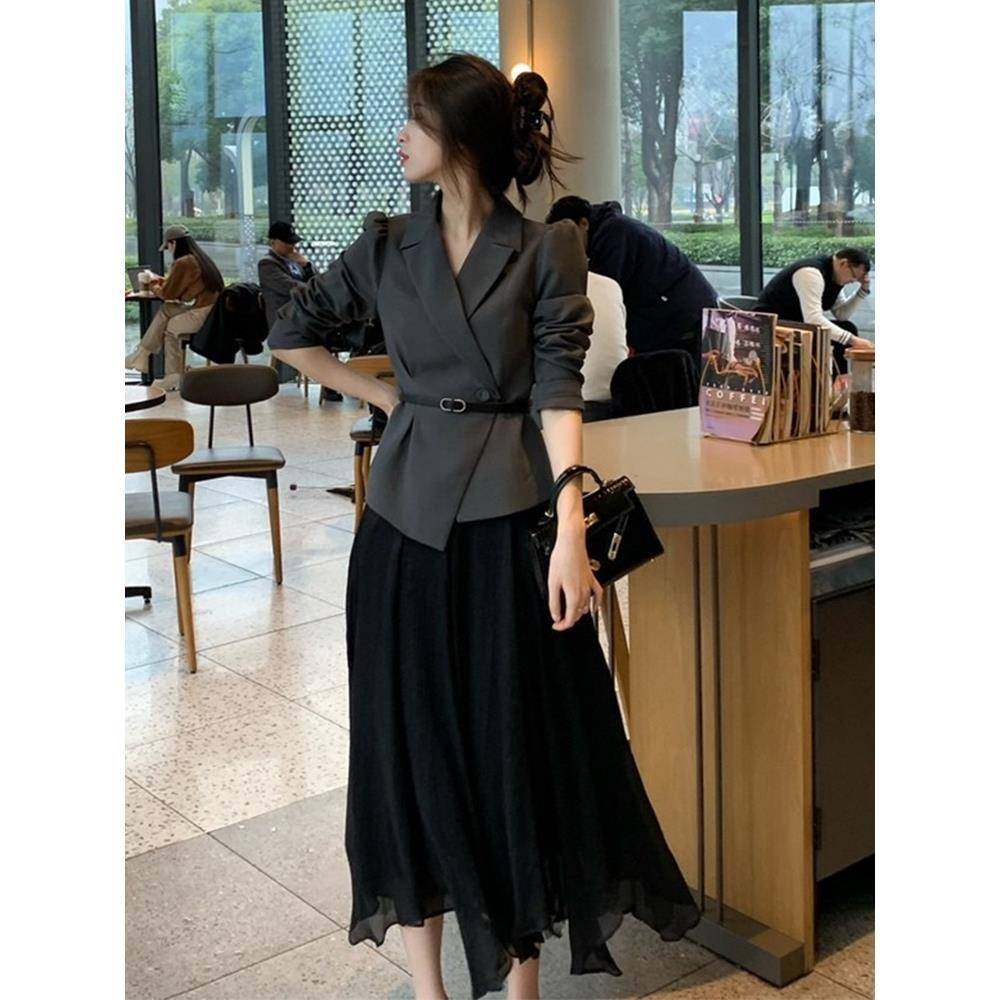 欧洲站2025秋装法式小香风西装套装裙御姐高级感温柔气质两件套女