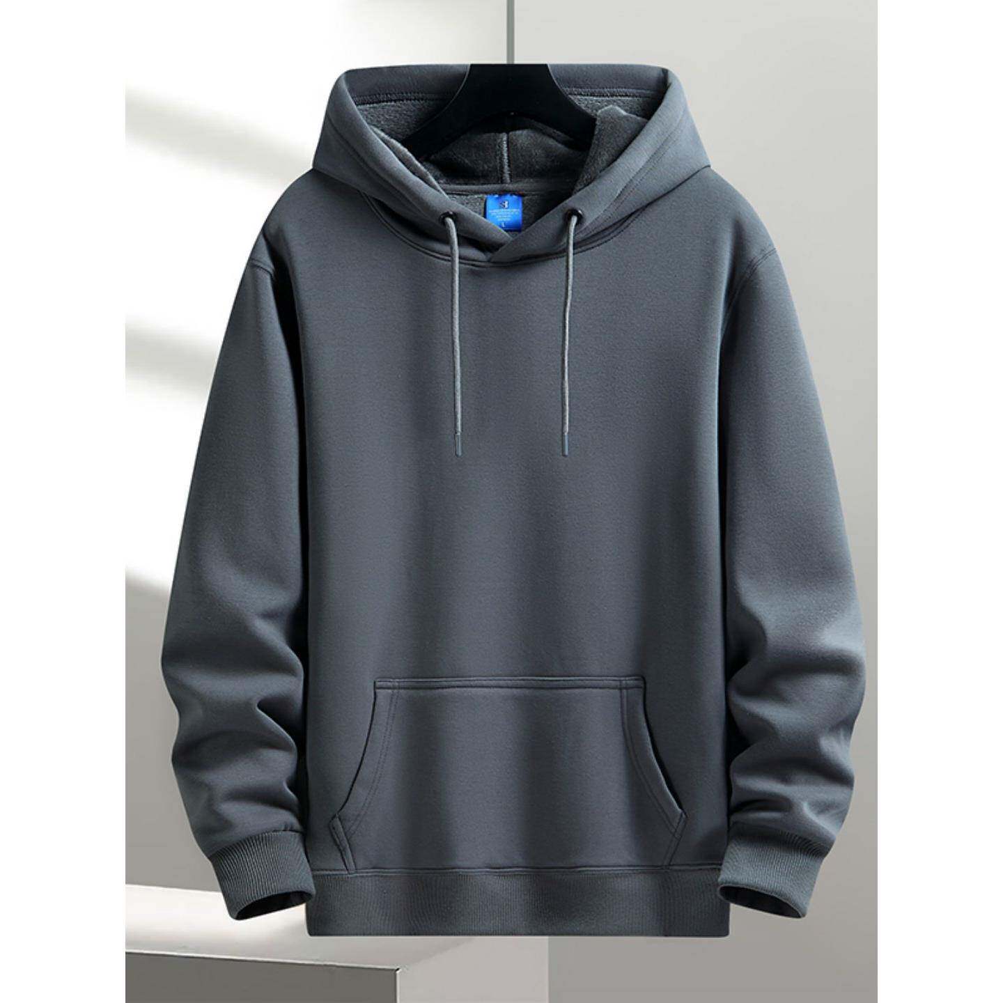 纯色潮牌连帽卫衣男休闲宽松春秋季新款重磅纯棉薄款长袖百搭外套