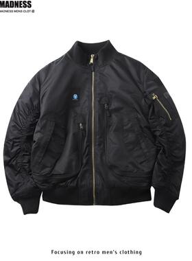Madness Mdns Clot秋冬季美式飞行夹克外套男棒球领加厚保暖棉衣