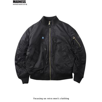 Madness Mdns Clot秋冬季美式飞行夹克外套男棒球领加厚保暖棉衣