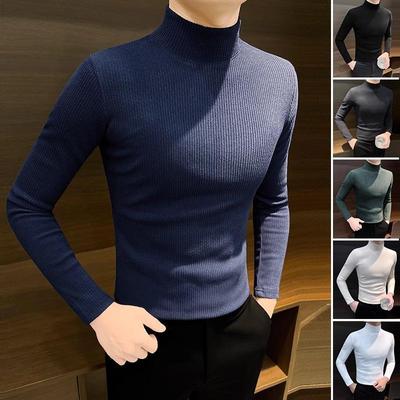 欧洲站半高领打底衫男秋冬季新款长袖t恤中领加厚保暖内搭打底衫
