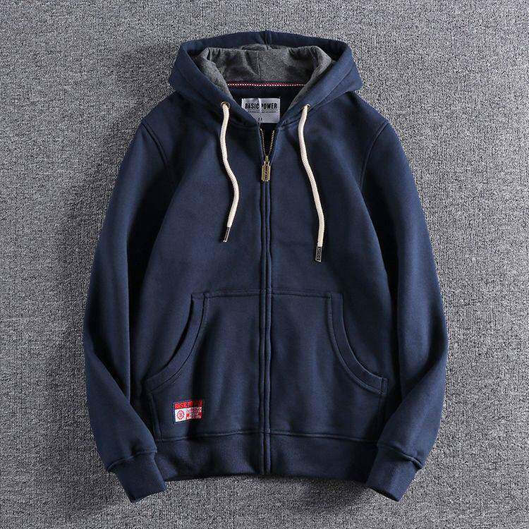 香港潮牌余文乐双拉链秋冬加绒厚欧美2024新款连帽卫衣开衫外套男