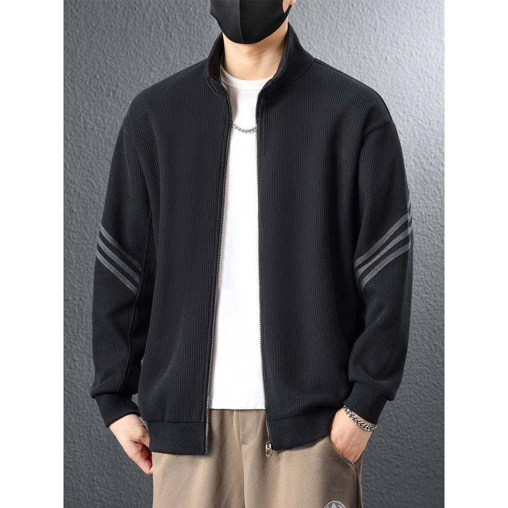 潮牌卫衣外套男春秋款2025新款舒适宽松立领夹克男士运动休闲上衣