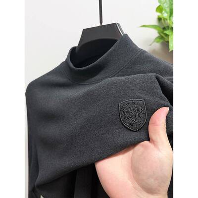 MAROLIO~御寒锁温！德绒半高领打底衫男秋冬双面磨毛保暖长袖T恤