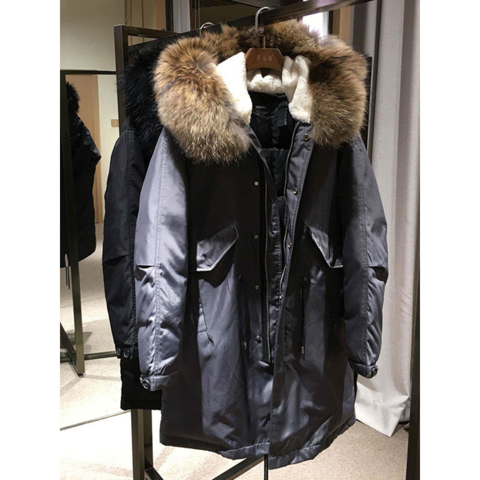 大毛领羽绒服男中长款2025冬季新款宽松潮牌加厚保暖派克大衣外套