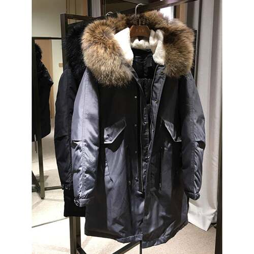 大毛领羽绒服男中长款2025冬季新款宽松潮牌加厚保暖派克大衣外套