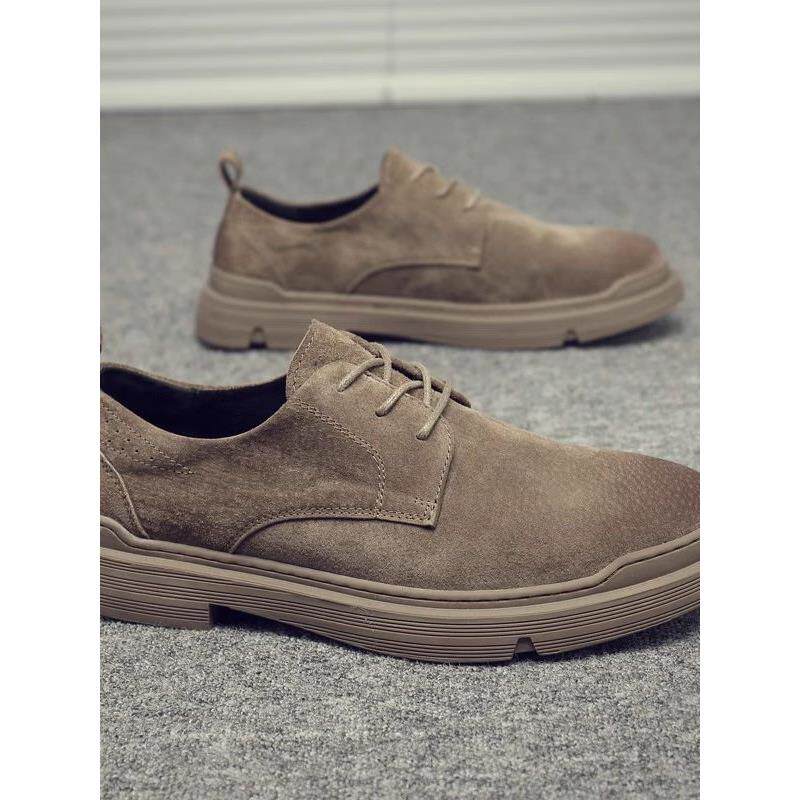 潮牌低帮马丁靴男真皮大头软底反绒皮鞋秋季翻毛皮英伦覆古工装鞋