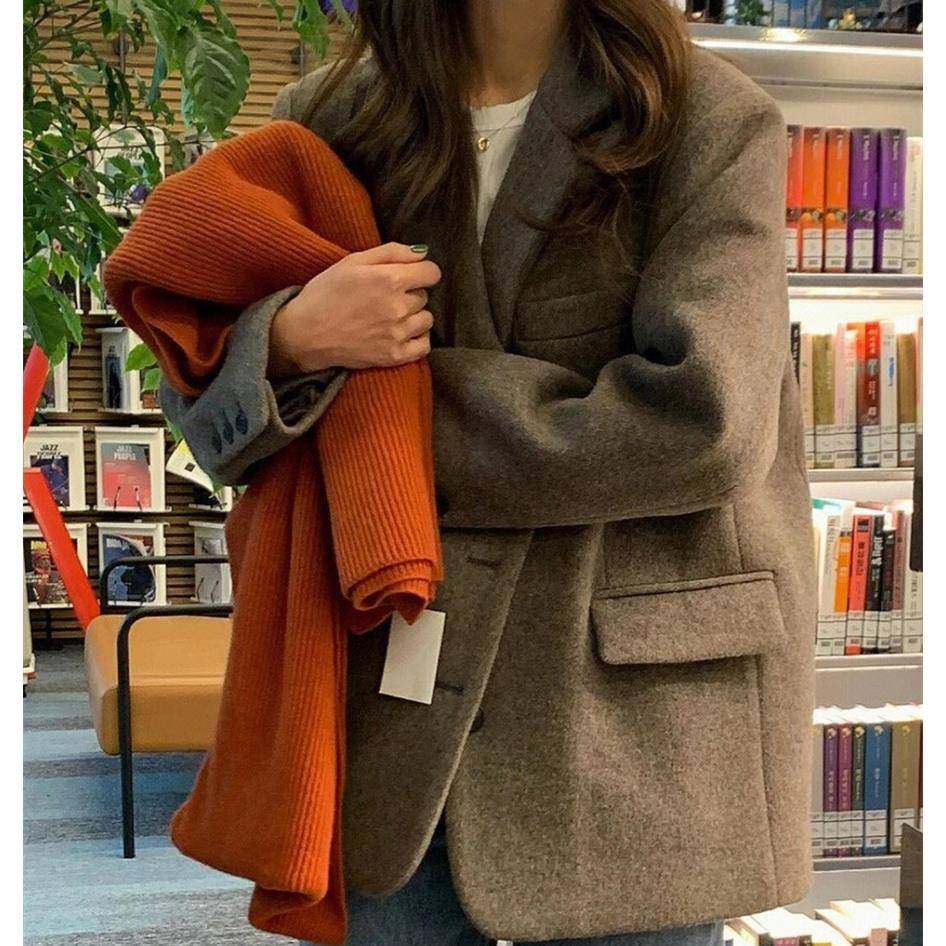 小西装毛呢外套女2024秋冬新款呢子大衣小个子短款高级感韩系上衣