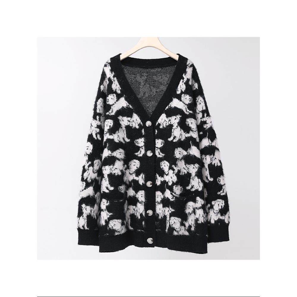 韩国毛衣外套女春秋新款时尚洋气减龄印花休闲上衣宽松显瘦开衫潮,女装/女士精品,毛针织衫,淘宝优惠券,粉丝福利购,淘宝优惠卷