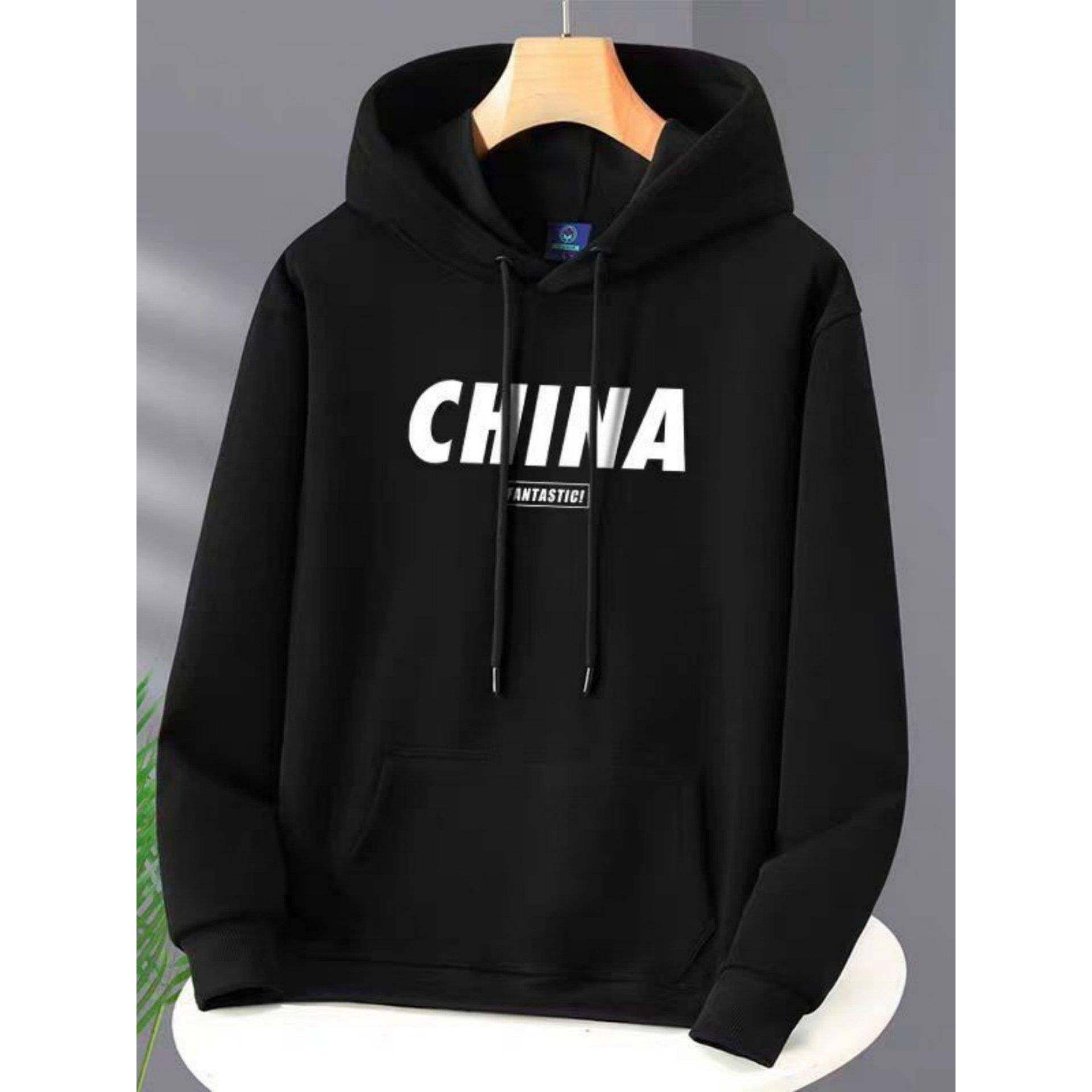 连帽卫衣男纯棉印花休闲春秋季薄款男士宽松潮牌百搭运动长袖外套