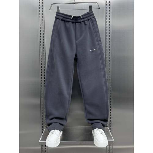 MAROLIO~彰显运动气息！潮牌宽松纯色弯刀裤男秋冬保暖松紧腰长裤