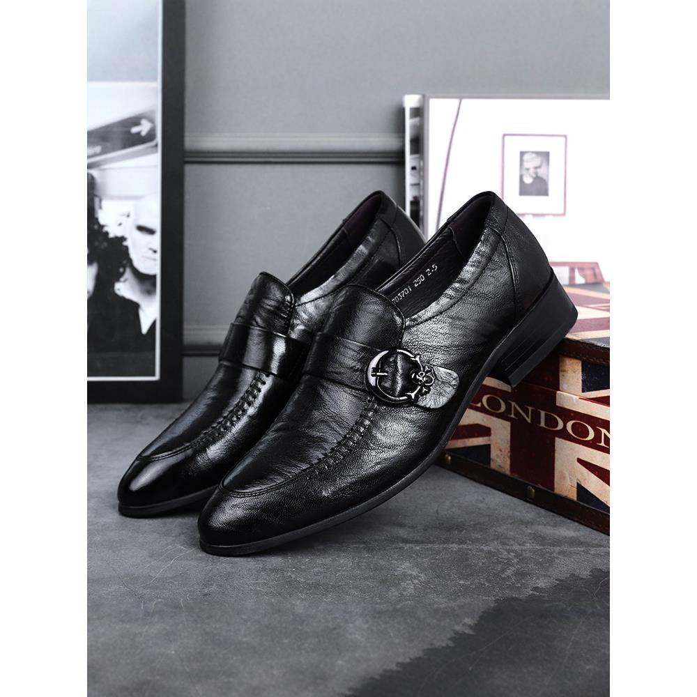 男款2025新款豆豆鞋商务正装真皮透气英伦百搭一脚蹬休闲男士皮鞋