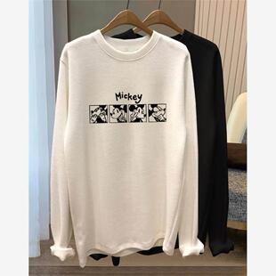 韩国德绒长袖t恤女中长款宽松休闲时尚磨毛过臀打底衫上衣秋冬季