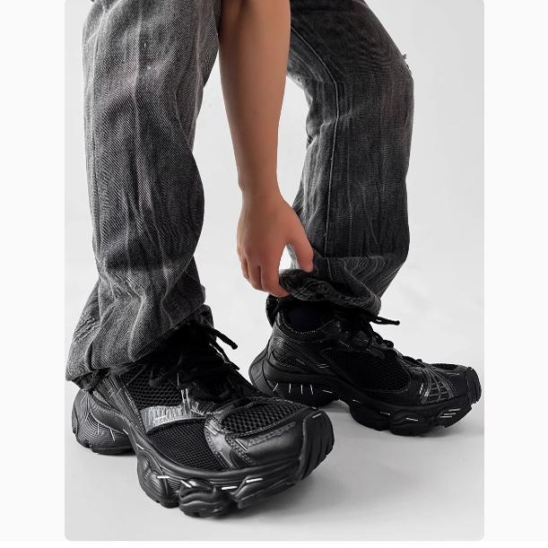 潮牌巴黎订书机老爹鞋男小众厚底增高情侣炸街黑武士运动鞋女厚底