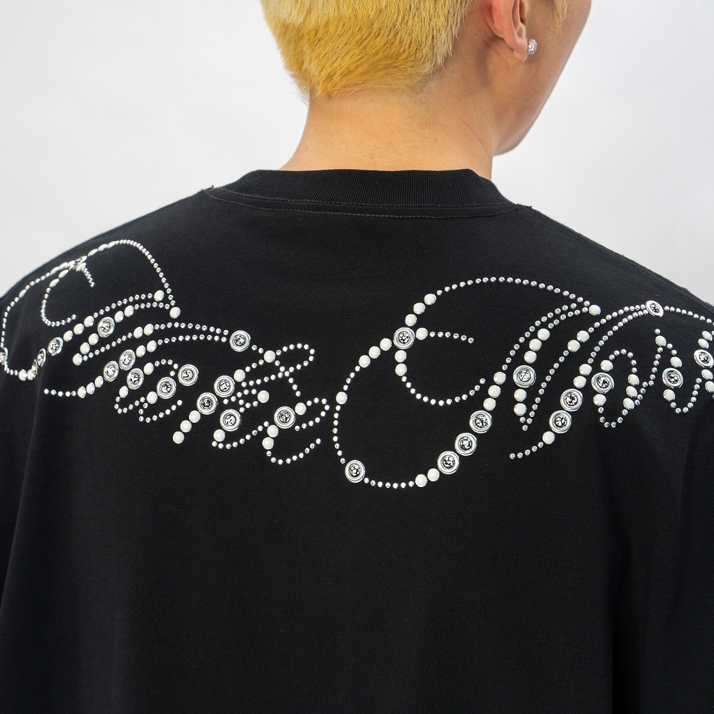 Makemore短袖男*闪耀序列夏新款铆钉烫钻高级纯棉美式白情侣上衣