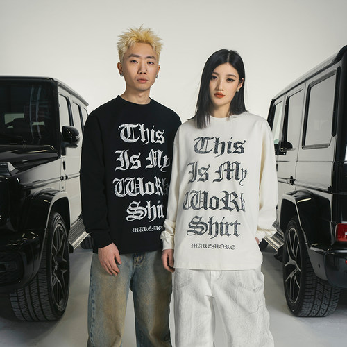 Makemore新款哥特WORK纯棉长袖男