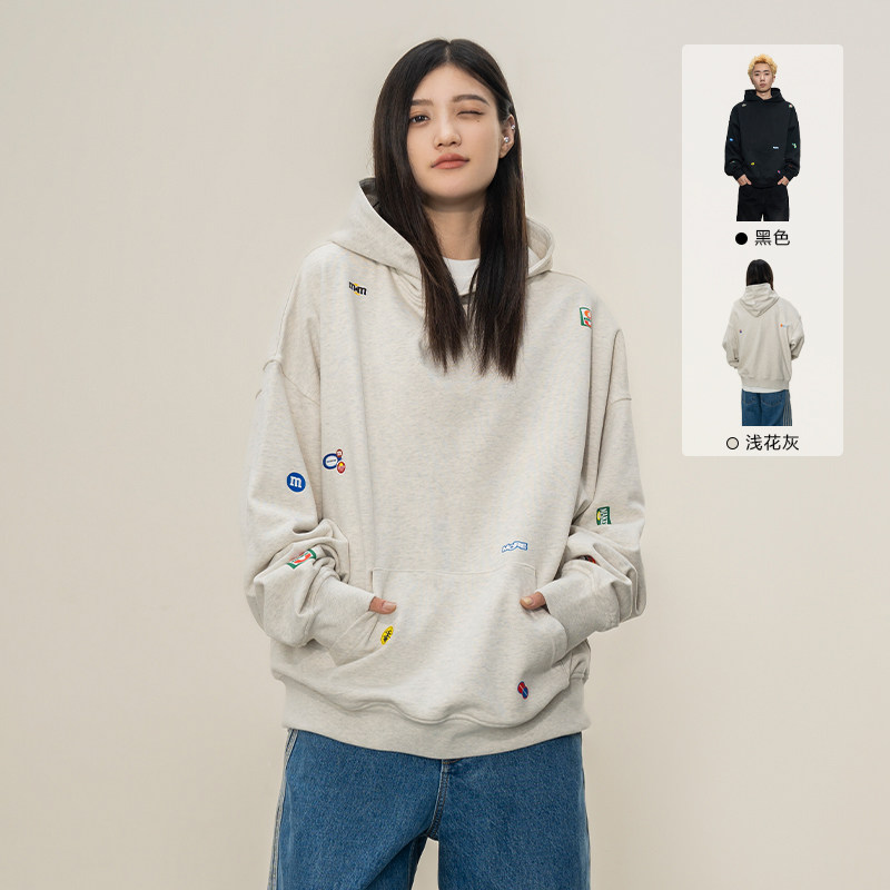 Makemore连帽卫衣男*贴纸玩家新款美式重磅复古黑色情侣装上衣女,男装,卫衣,淘宝优惠券,粉丝福利购,淘宝优惠卷