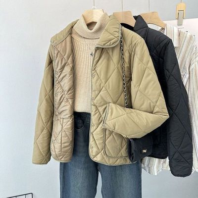 菱格短款羽绒棉服女冬季小个子宽松轻薄棉衣外套女2025年新款棉袄