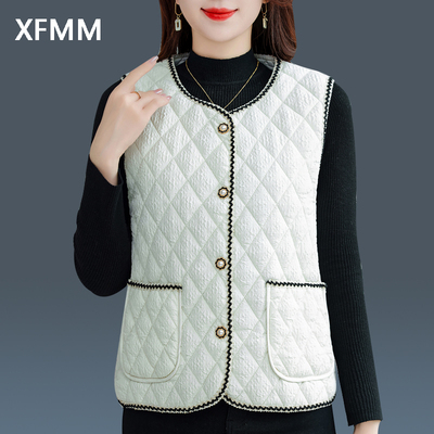 小香风马甲外穿保暖秋冬新款马甲背心坎肩妈妈装上衣棉马甲