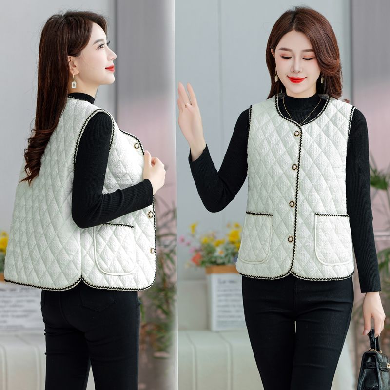 小香风韩系摁扣春秋季慵懒风秋装时尚坎肩女上衣叠穿开衫马甲