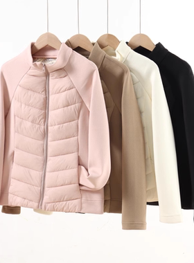 显瘦不臃肿轻薄有型拼接款棉服女小蛮腰修身内胆立领运动户外套冬