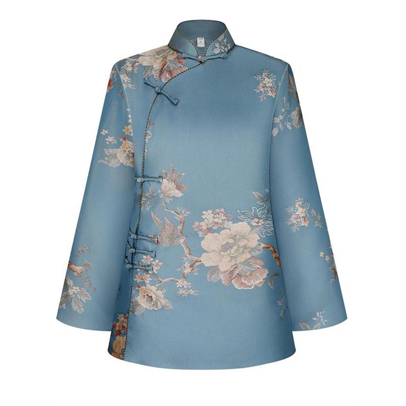 寿衣女款殡葬用品送老人衣苏绣真丝全套寿服刺绣丝光棉女式七件套