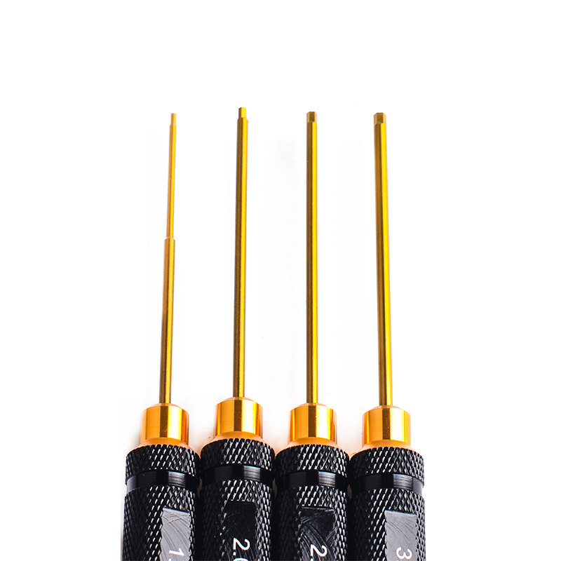 黑金镀钛加硬内六角螺丝刀四件套1.5/2.0/2.5/3.0MM 车航船模工具