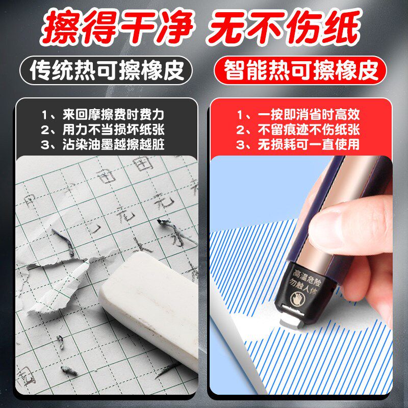 钢笔摩擦热敏擦三年级用中性笔可擦压轴题智能热可擦橡皮电动橡皮