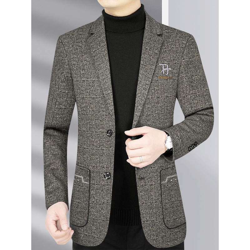 送父亲西服季新款男装中老年商务休闲简约舒适爸爸装西装外套