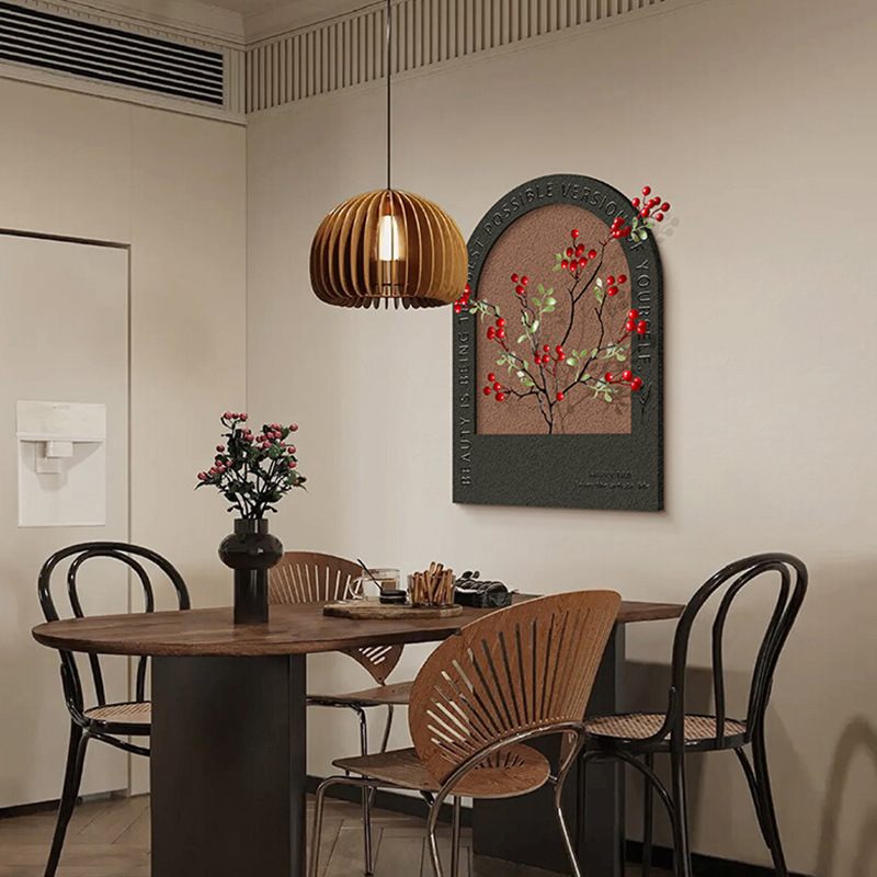 进口新品立体砂岩复古侘寂风拱形厨房饭厅客厅挂画餐厅装饰画玄关图片