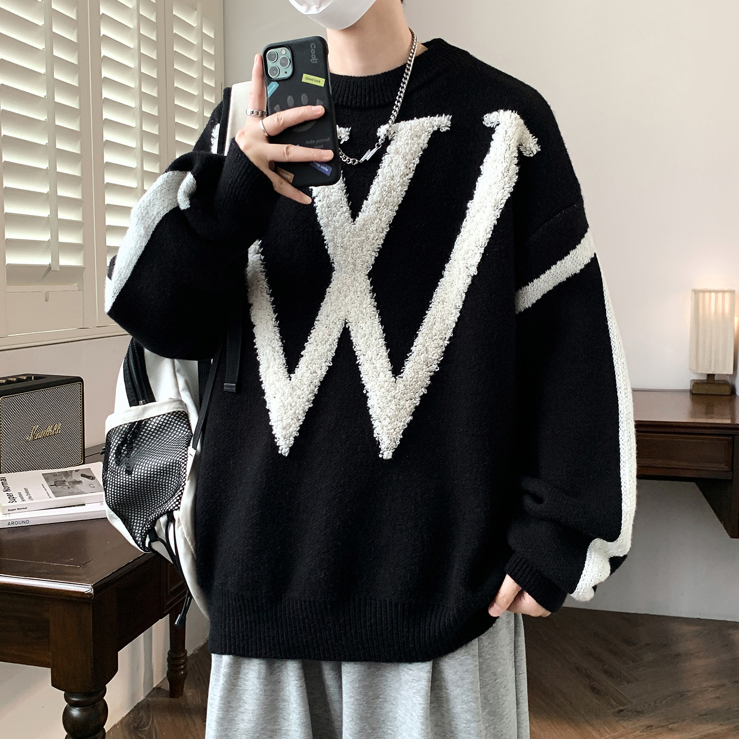 潮牌季新款毛衣男孩高中初中学生加厚线衣服青少年大童打底针织衫