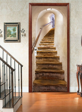 环保3d门贴自粘源头厂家万款高清图尺寸图案防水防油防污门贴