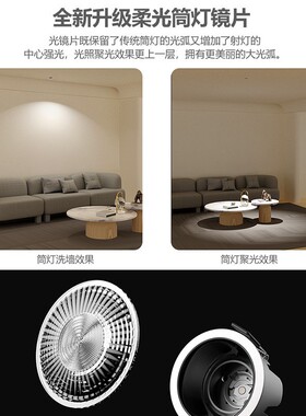 led全光谱窄边防眩筒灯嵌入式家用三色变光智能客厅简灯超亮