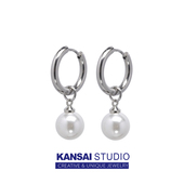 珍珠耳坠耳环钛钢耳钉无耳洞耳夹嘻哈潮款 耳圈高级感百搭男女耳饰