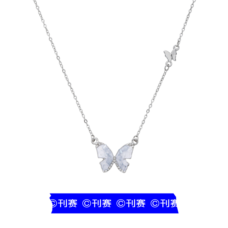 刊赛碎冰蓝蝴蝶锁骨链小众甜酷风