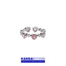 环绕粉色爱心水钻戒指开口设计小众高级感女生甜酷指环 KANSAI新款