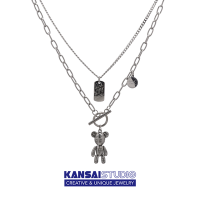 冷淡风刻字复古做旧项链