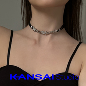 KANSAI水钻蝴蝶项链女choker时尚 辣妹锁骨链小众颈链脖子酷潮配饰