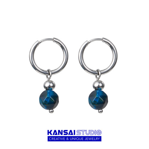 kansai蓝黑色玉石耳环