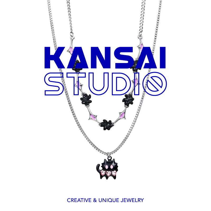 kansai双层猫咪甜酷项链