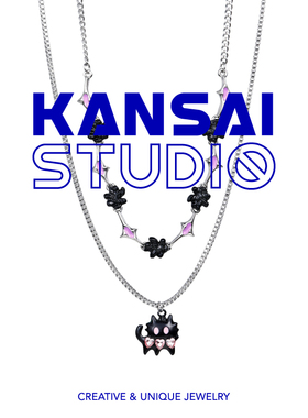 kansai双层猫咪甜酷项链