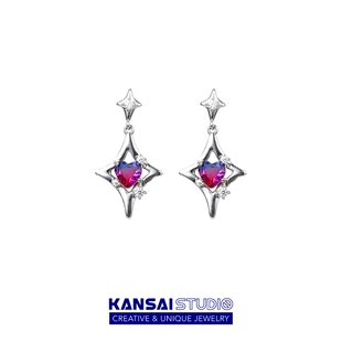 时尚 KANSAI梦幻四芒星紫钻耳钉日韩新款 耳环2022年夏季 潮流耳饰品