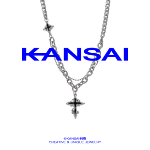 嘻哈冷淡风时尚 KANSAI暗黑十字架项链男女酷潮牌百搭小众个性 配饰