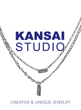 KANSAI钛钢三牌lucky双层链韩版锁骨链个性叠带项链潮学生ins饰品